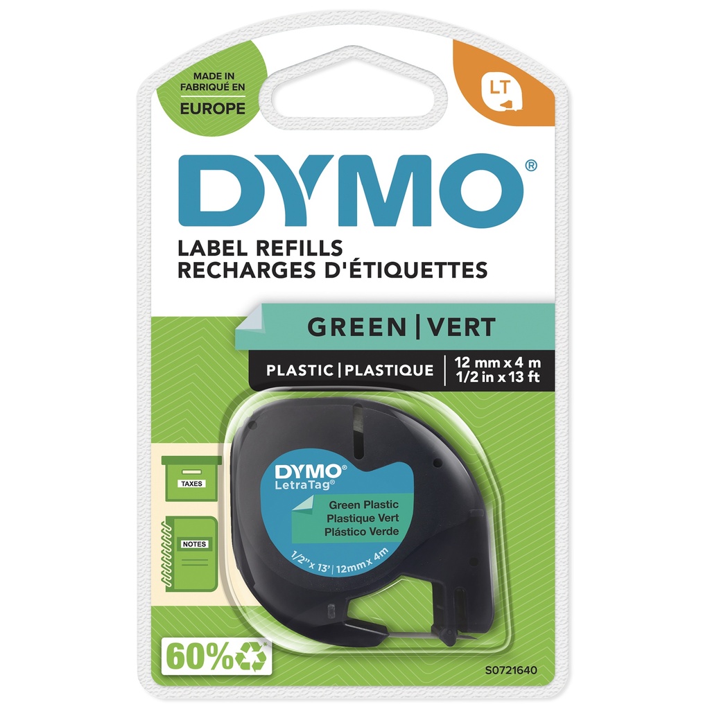 Dymo Original LetraTag Etikettenband Black auf grün x Labels Printer Media