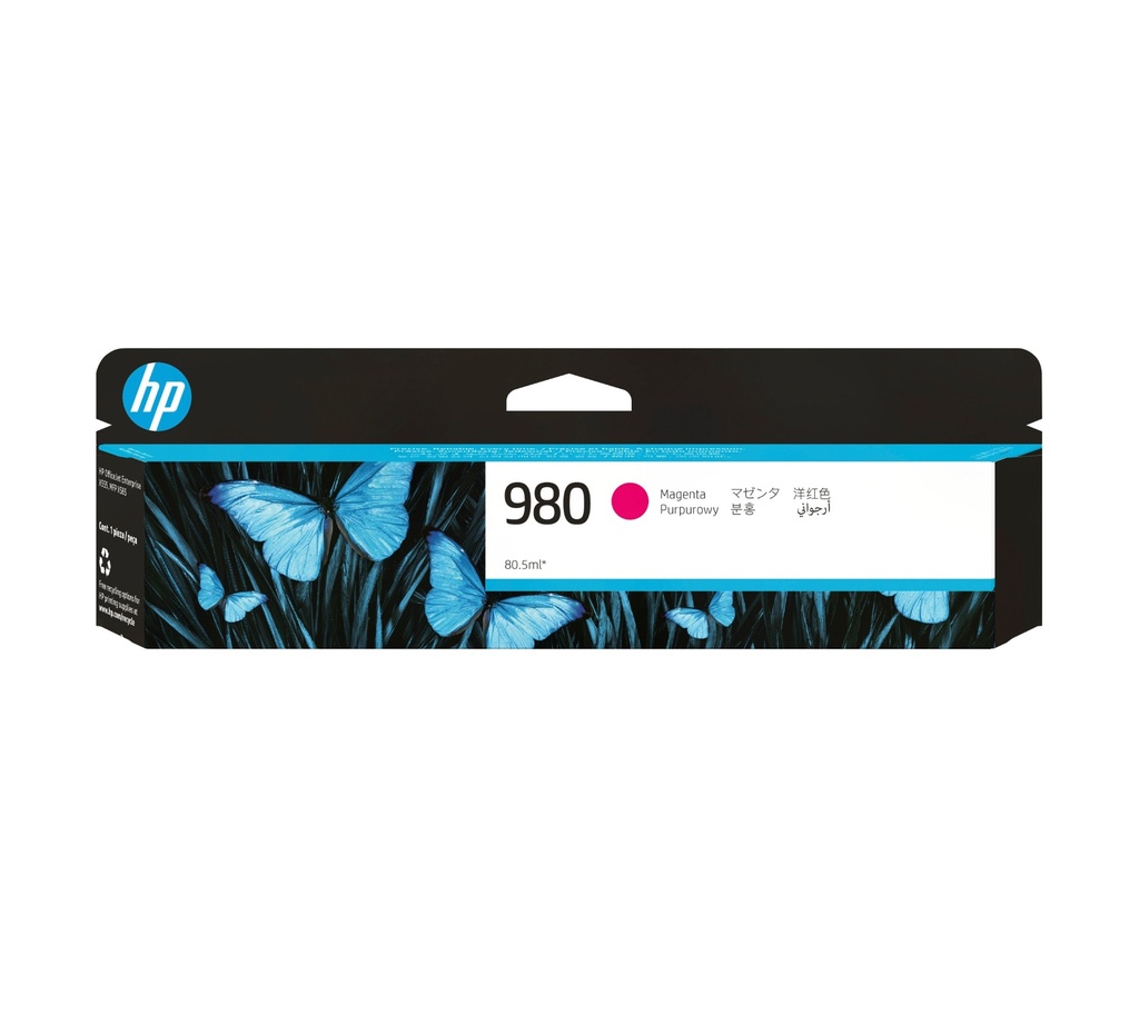HP 980 Magenta Original Ink Cartridge Standard Yield Pigment-based Cartridges D8J08A