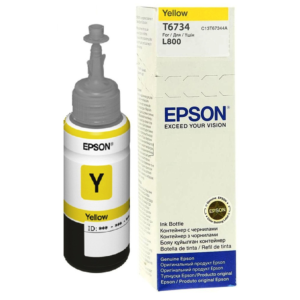 Epson T6734 Yellow ink bottle 70ml Original L800 Standard Cartridges C13T67344A