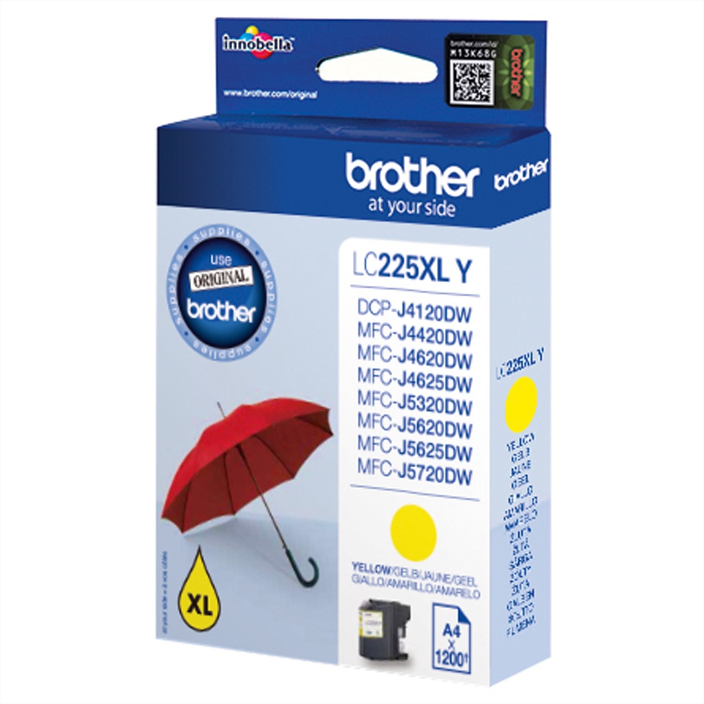 [3358531000] Brother High (XL) Yield Yellow Pigment-based ink 1 PC(s) 1200 Original Cartridges LC225XLY