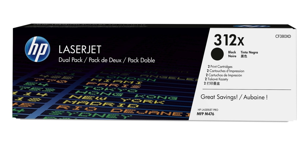 HP 312X 2-pack High Yield Black Original LaserJet 8800 pages Black 2 PC(s Toner Cartridges