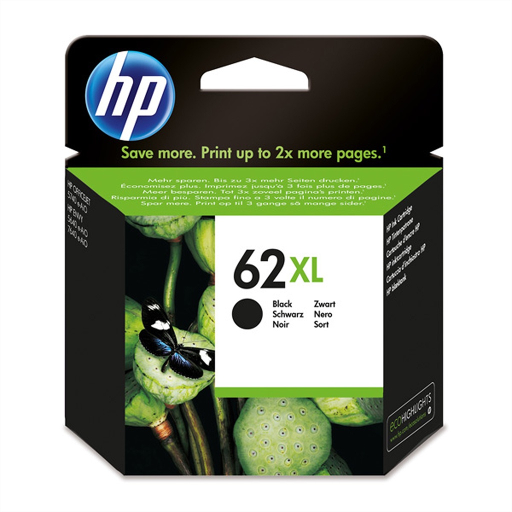 HP 62XL High Yield Black Original Ink Cartridge (XL) Cartridges C2P05AE#UUS