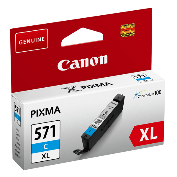 [3998166000] Canon CLI-571C XL CLI-571XL High Yield Cyan Ink Cartridge (XL) Original Cartridges 0332C001