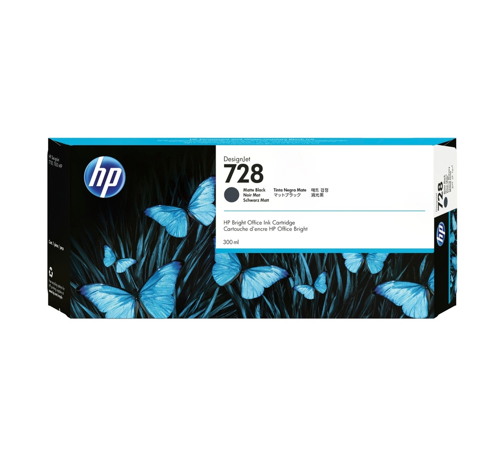 HP 728 300-ml Matte Black DesignJet Ink Cartridge HP DesignJet T730 Printer HP DesignJet T830 multi-function Printer Thermal inkjet Black F9J68A Singapore 283 mm Ink Cartridges