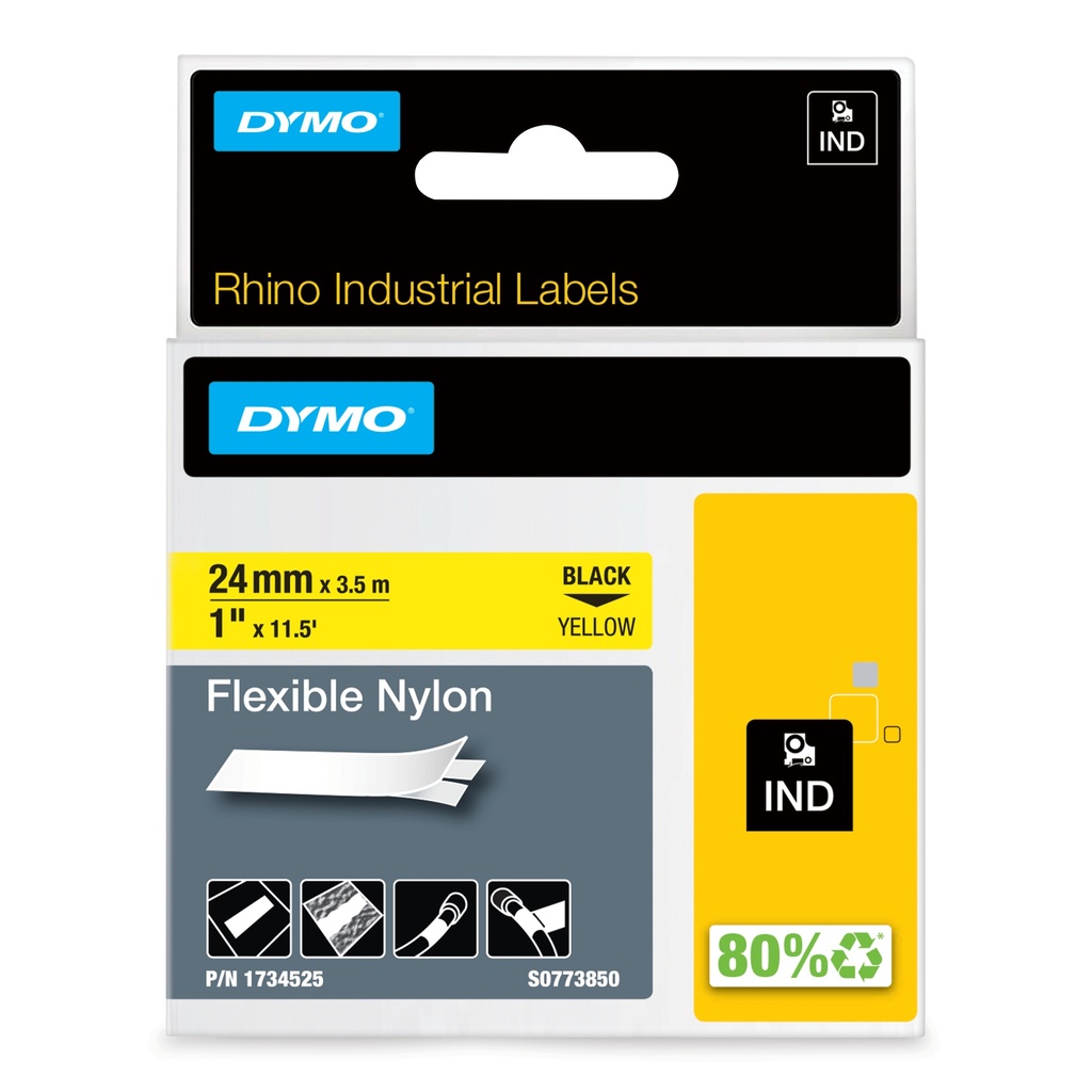 [4606317000] Dymo Rhino Band IND Nylon x Black auf yellow Labels Printer Media