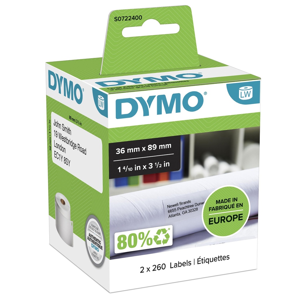 [545649000] Dymo S0722400 99012 address labels 2 Labels Printer Media