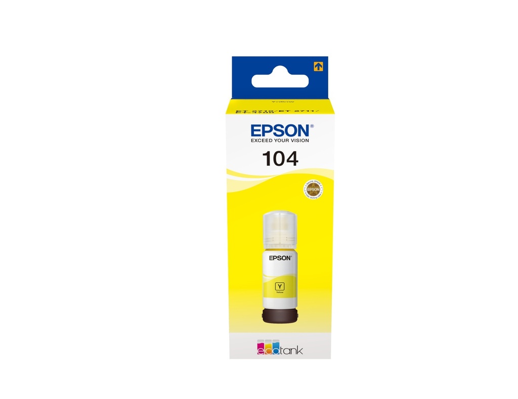 Epson 104 EcoTank Yellow ink bottle Original Yellow Epson EcoTank ET-4700 EcoTank ET-2726 EcoTank ET-2720 EcoTank ET-2715 EcoTank ET-2714 EcoTank ET-2712... 65 ml Inkjet Ink Cartridges