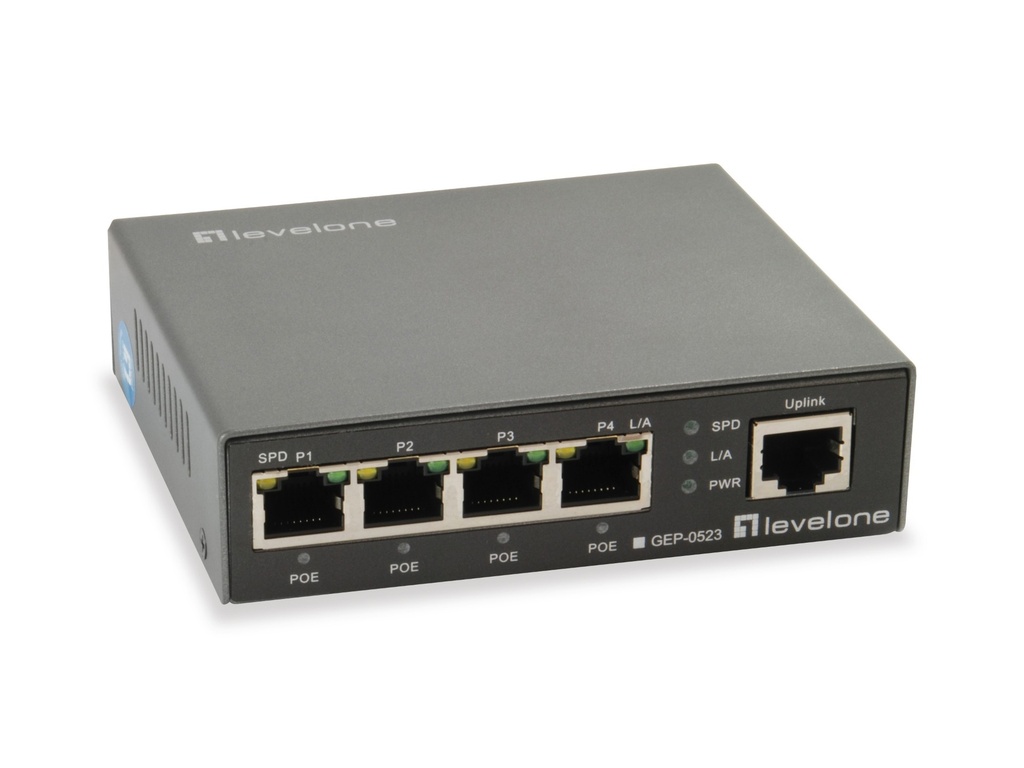 [6752822000] LevelOne 5-Port Gigabit PoE Switch 802.3at/af PoE 4 PoE Outputs 60 W Gigabit Ethernet (10/100/1000) Power over Ethernet (PoE Network Equipment