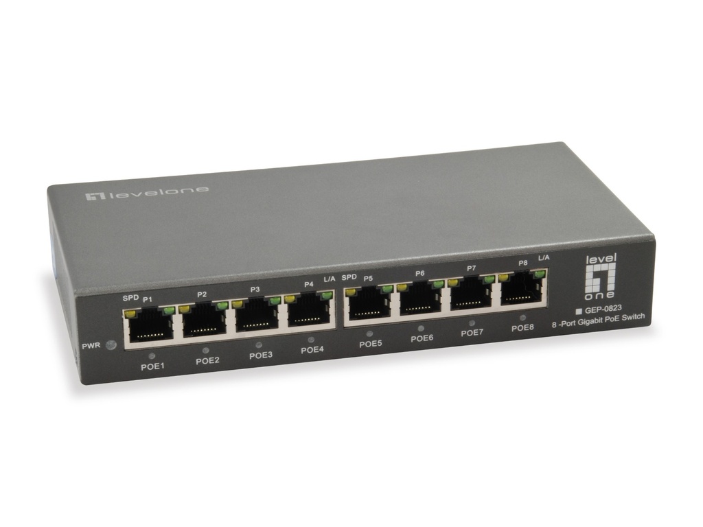 [6752823000] LevelOne 8-Port Gigabit PoE Switch 802.3at/af PoE 120 W Gigabit Ethernet (10/100/1000) Full duplex Power over Ethernet (PoE Network Equipment