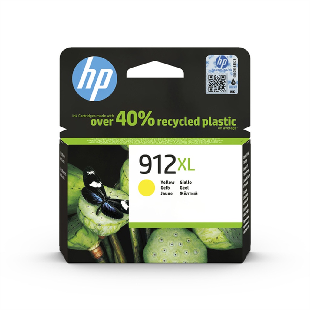 HP 912XL High Yield Yellow Original Ink Cartridge High (XL) Yield Pigment-based ink 9.9 ml 825 pages 1 PC(s Ink Cartridges