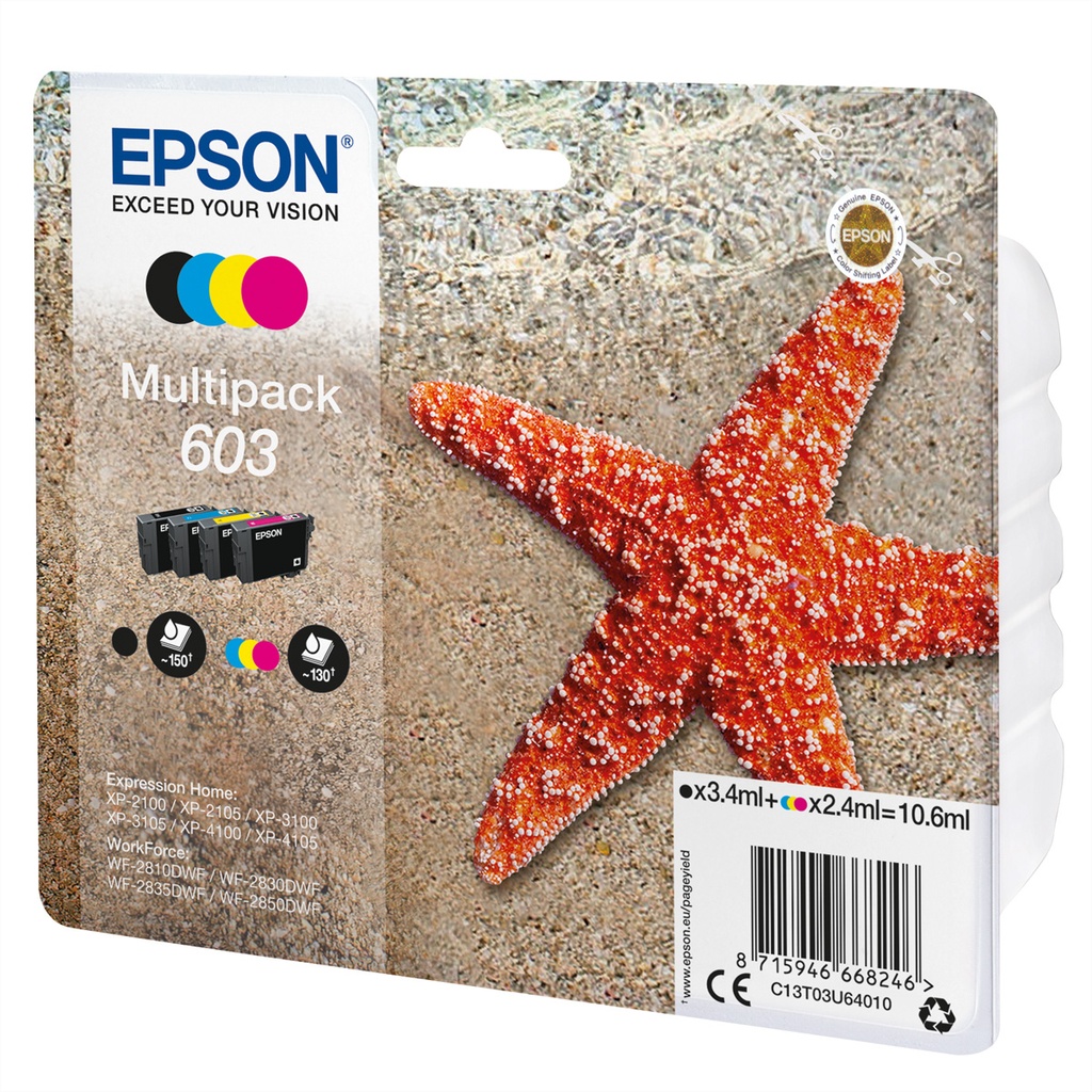 Epson Standard Yield 3.4 ml 2.4 150 pages 1 Cyan Original Ink Cartridges C13T03U64010