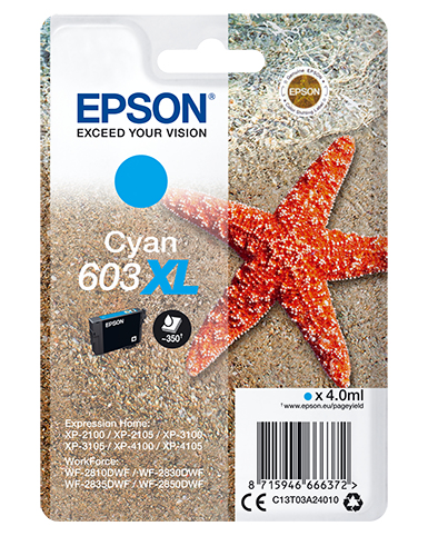 [7632048000] Epson High (XL) Yield 4 ml 1 PC(s) Cyan Original Ink Cartridges C13T03A24010