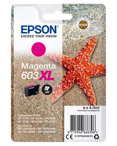 [7632049000] Epson High (XL) Yield 4 ml 1 PC(s) Magenta Original Ink Cartridges C13T03A34010
