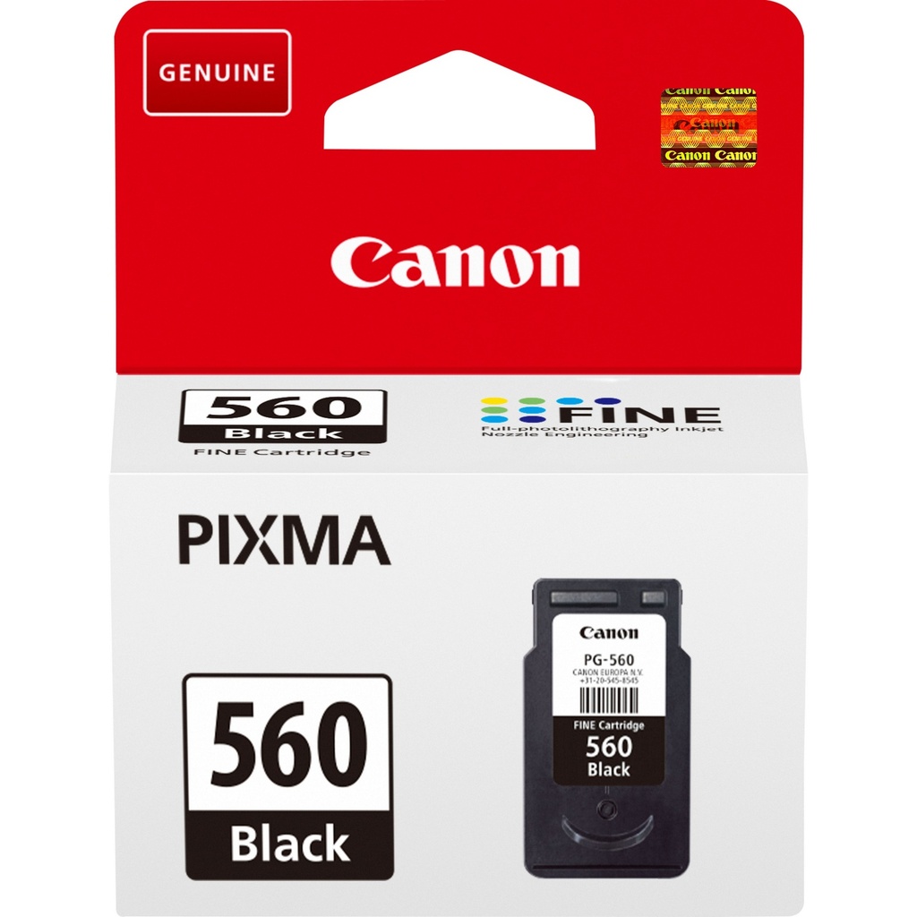 Canon PG-560 Black Ink Cartridge Pigment-based 7.5 ml 1 Original Cartridges 3713C001
