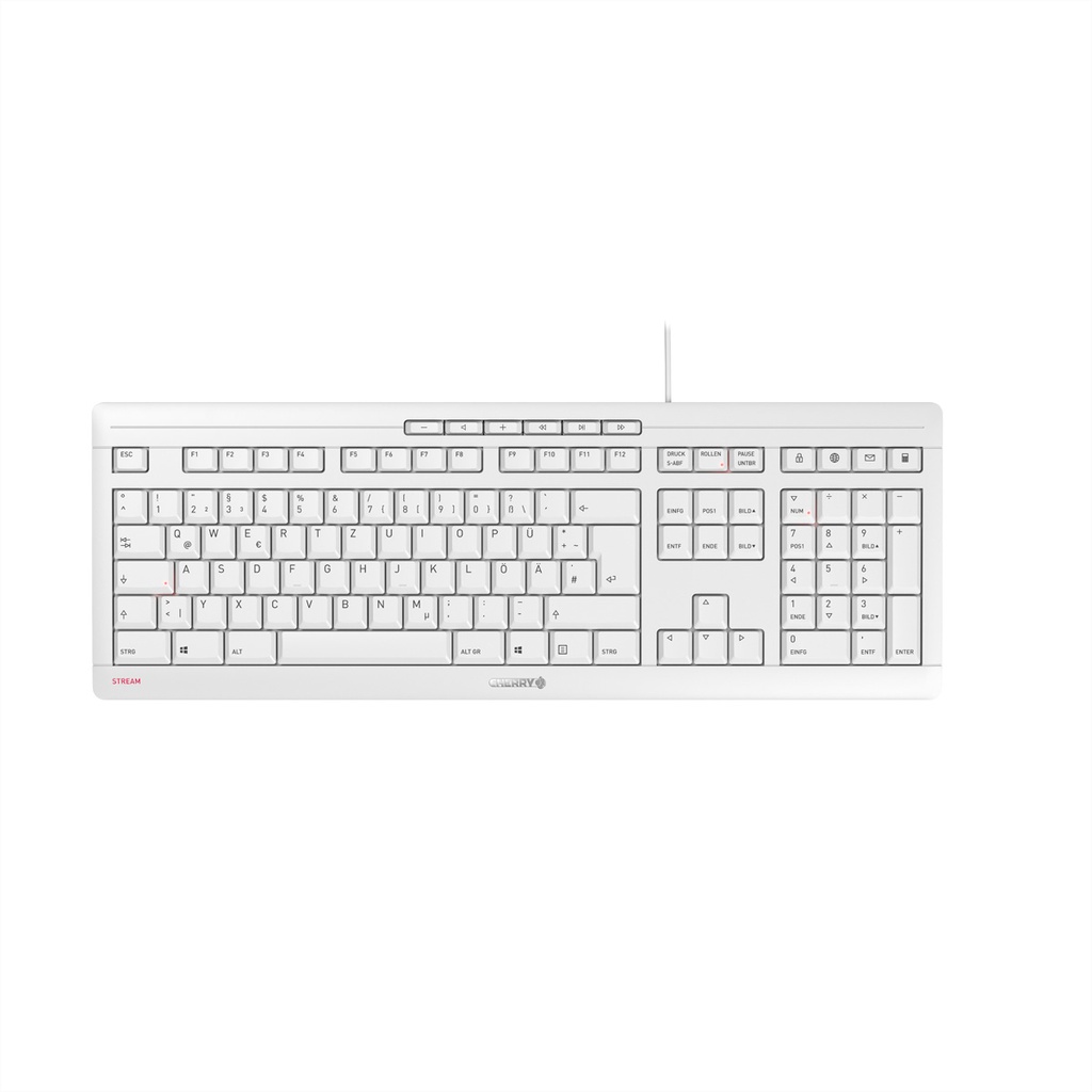Cherry STREAM Full-size (100%) Wired USB Mechanical QWERTZ White Keyboard Multimedia Keys Keyboards, Mice & Input Devices JK-8500DE-0