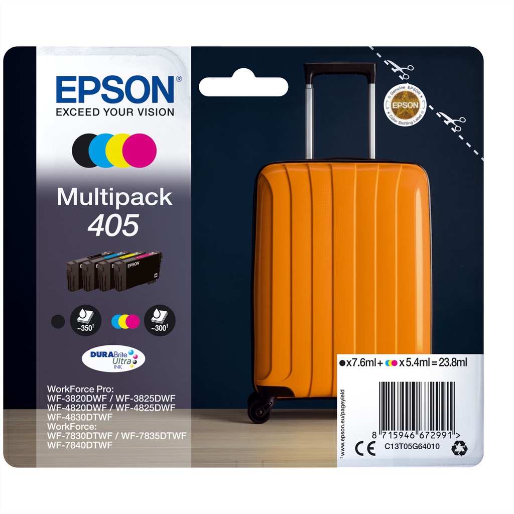 Epson Tintenpatronen Multipack 405 4 Farben Original Ink Cartridge Ink Cartridges