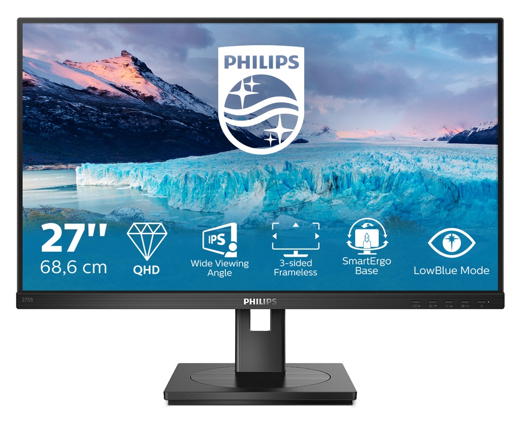 Philips S Line 275S1AE/00 27-inch (27 inch) 2560 x 1440 pixels 2K Ultra HD LCD 4 ms Black Monitors