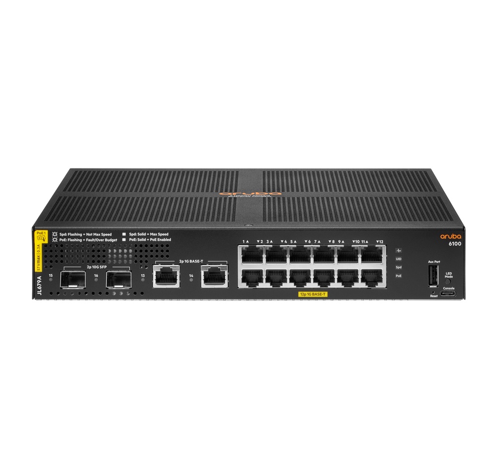 [9728539000] HPE 6100 12G Class4 PoE 2G/2SFP+ 139 W Switch Switch 1 GBps Network Equipment