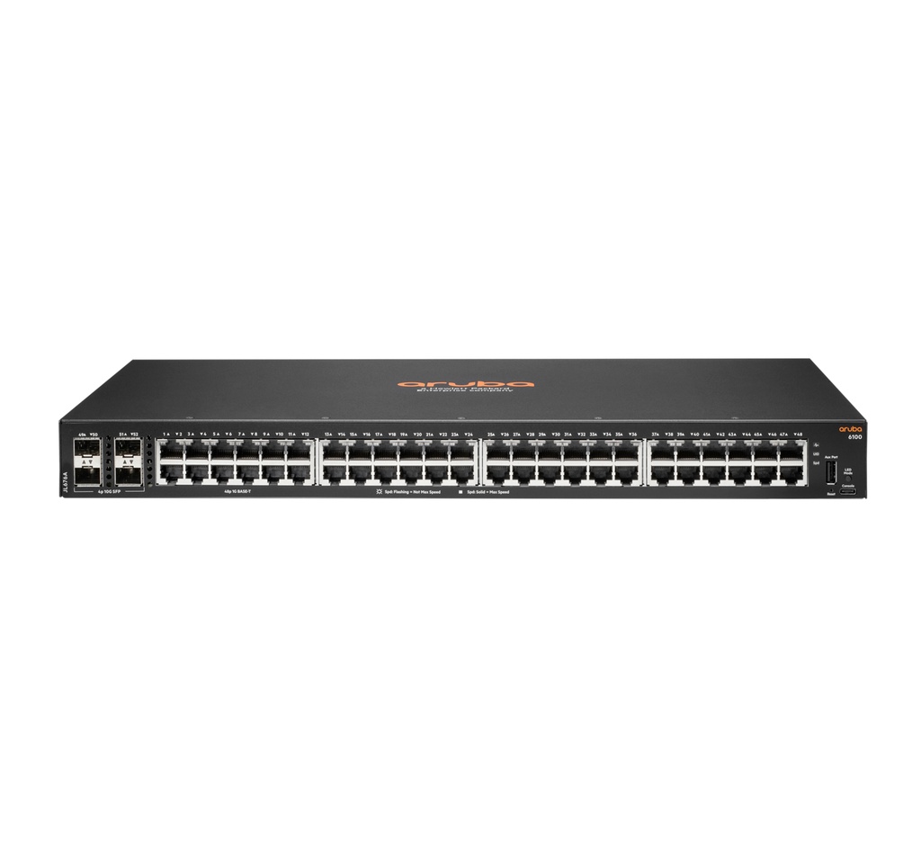 HPE network Aruba 6100 48G 4SFP+ Managed L3 Gigabit Ethernet (10/100/1000) Rack mounting 1U Network Equipment