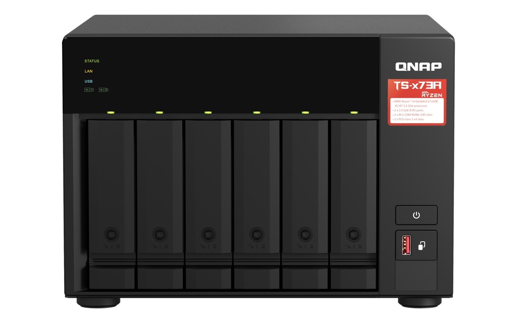 QNAP TS-673 A NAS Tower Ryzen Embedded V1500B 8 GB DDR Storage Server Data TS-673A-8G