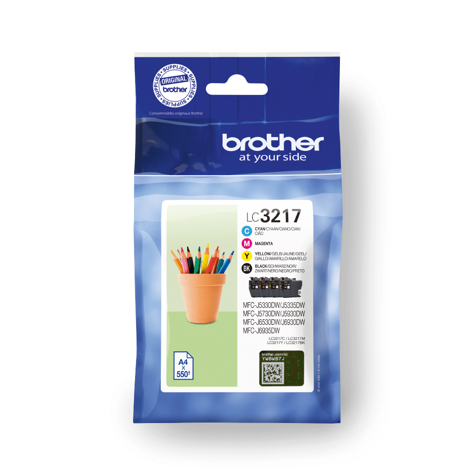 Brother LC-3217 Original Pigment-based ink Black,Cyan,Magenta,Yellow Multi pack MFC-J5330DW MFC-J5335DW Cartridges LC3217VALDR