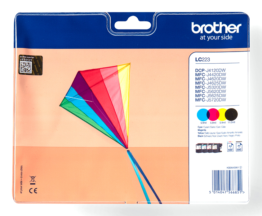 Brother LC-223 Value-Pack 4 Tintenpatronen bk c m y Original Ink Cartridge Ink Cartridges