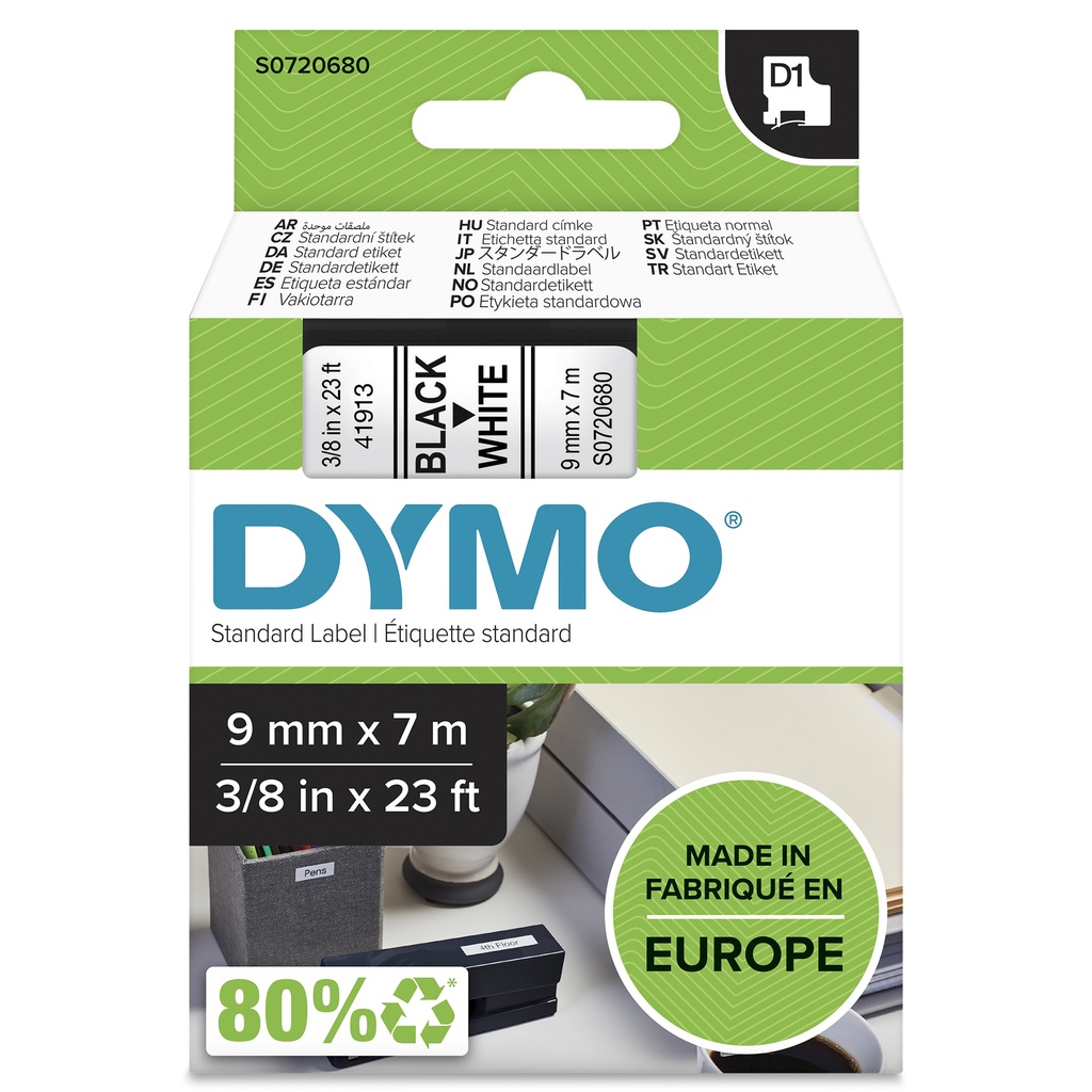 [145586000] Dymo D1 Selbstklebend Black auf white Rolle x 1 Kassette n Labels Printer Media