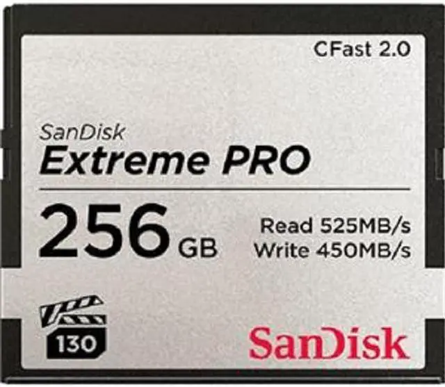 SanDisk Extreme Pro 256 GB CFast 2.0 525 MB/s 450 CompactFlash ATA Serial Transfer (CFast) Flash Memory SDCFSP-256G-G46D