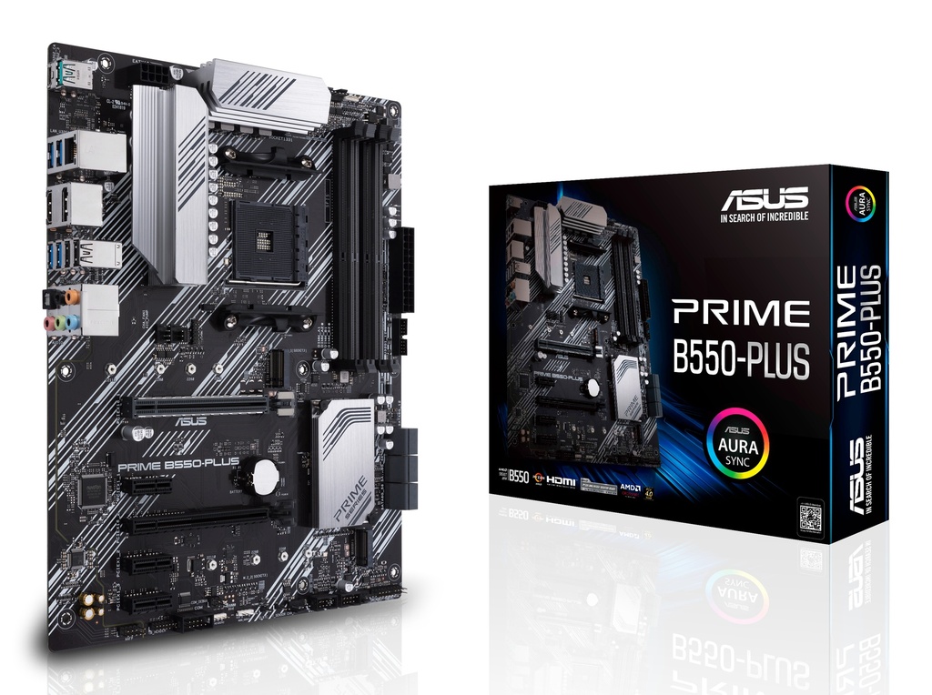 ASUS PRIME B550-PLUS, AMD, Socket AM4, AMD Ryzen 3000 Series, Socket AM4, DDR 4-SDRAM, 128 GB Motherboard AMD Socket AM4 (Ryzen Motherboards
