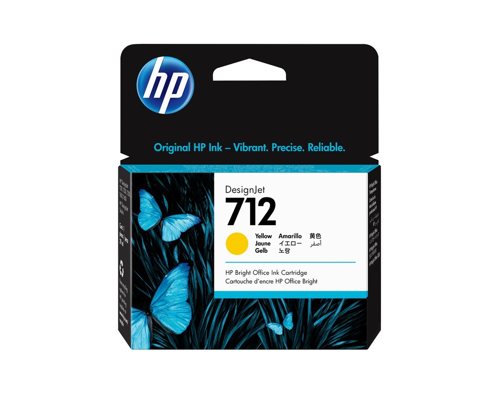 [9080074000] HP 712 29-ml Yellow DesignJet Ink Cartridge HP DesignJet T210 T230 T250 T630 T650 Printer series Thermal inkjet Yellow Singapore Malaysia 114 mm 25 mm Ink Cartridges