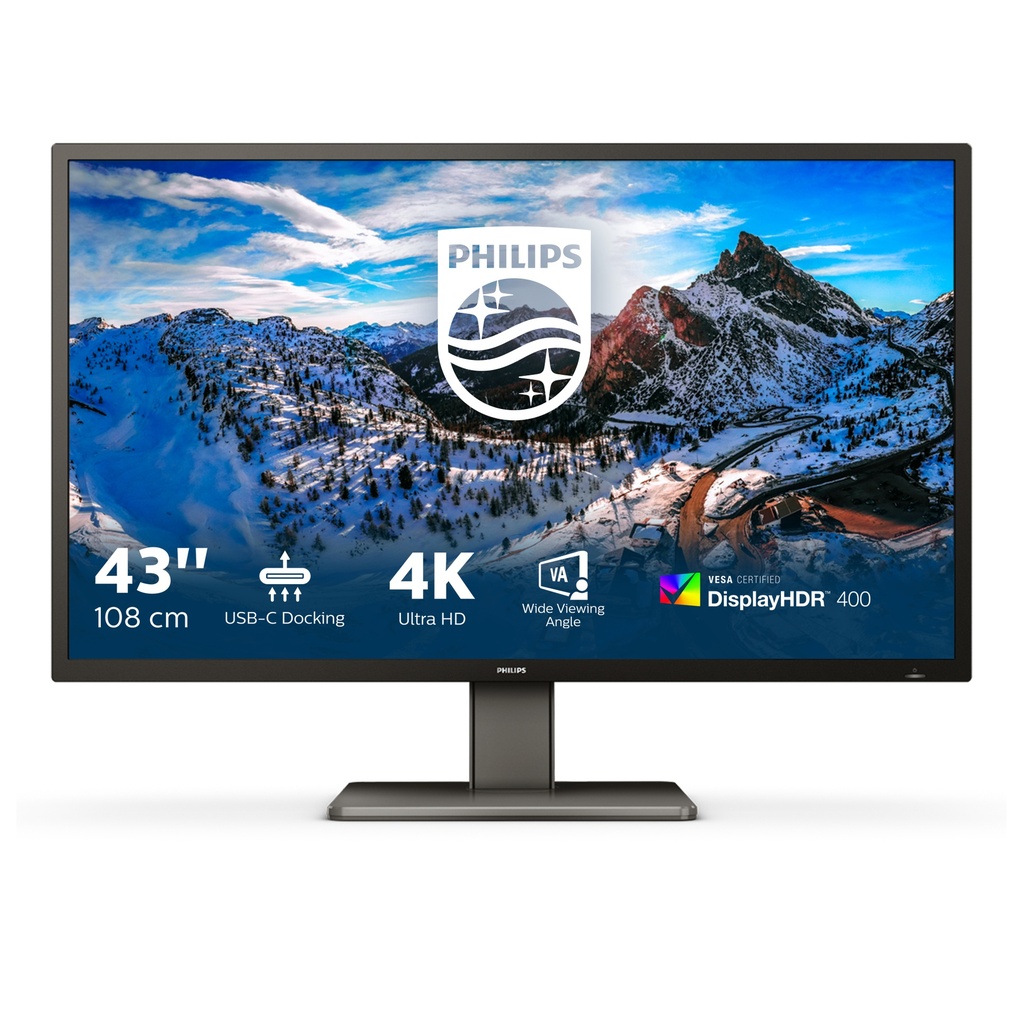 Philips 439P1 43 inch 4K VA UHD Monitor.. DisplayPort/3 x HDMI 2.0/1 USB-C. 1 Flat Screen 108 cm Monitors