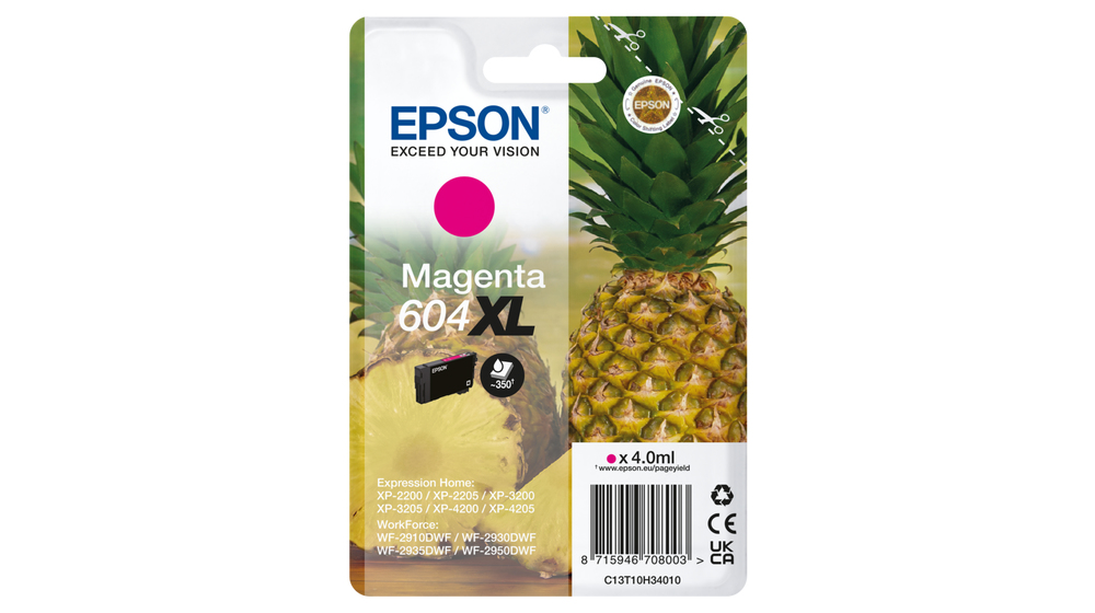 Epson 604XL Original-printer cartridge magenta Epson 604XL. Tintenpatronenkapazität: Hohe (XL-) Ausbeute Ink Cartridges