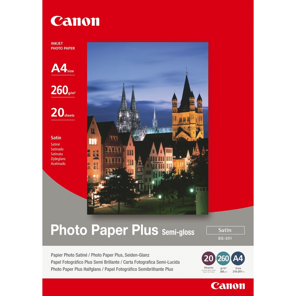 Canon Photo Paper Plus SG-201 A4 Photo Paper 260 g/m2 210x297 mm 20 sheet Printer Media
