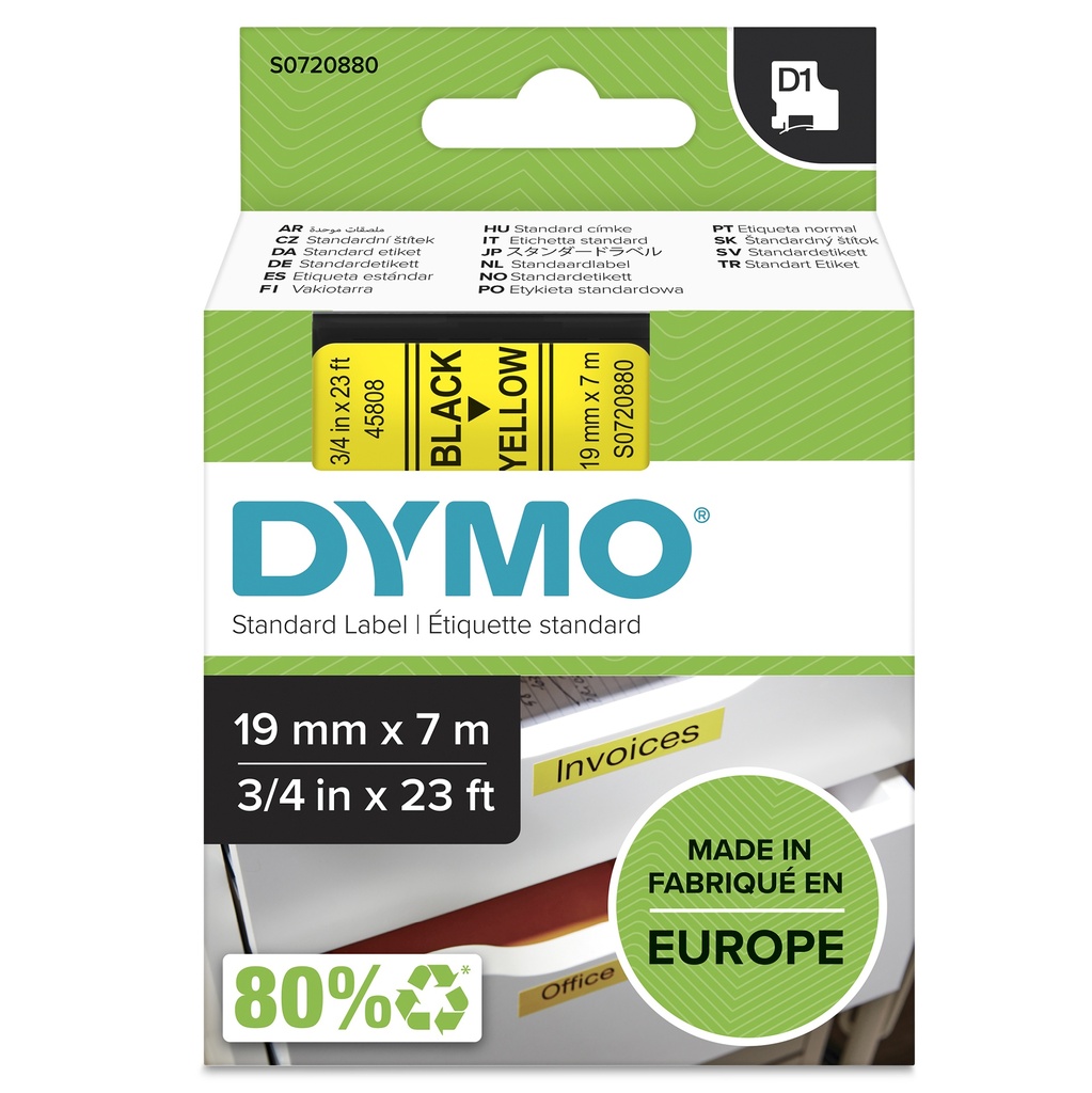 Dymo label tape D1 S0720880 Black auf yellow 1 St. Labels Printer Media