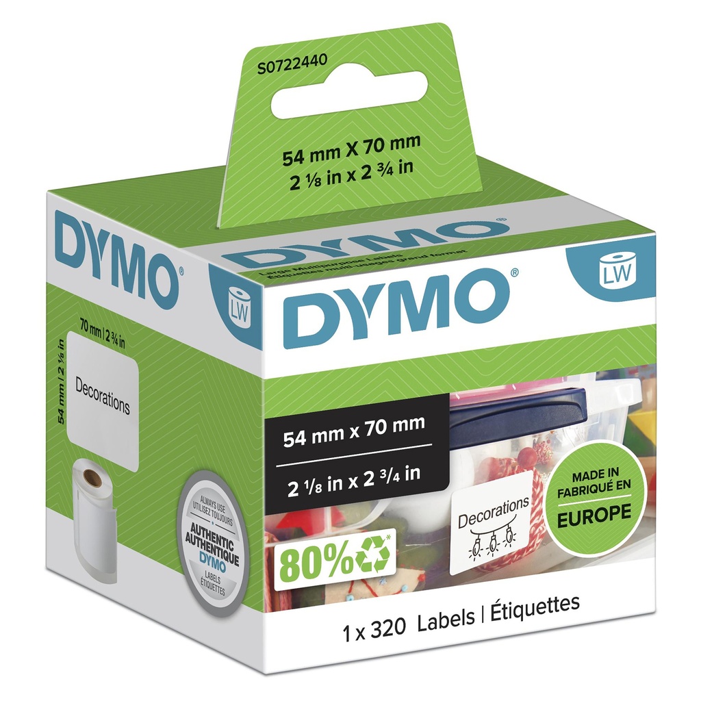 Dymo Adress-labels 99015 S0722440 320 labels Labels Printer Media