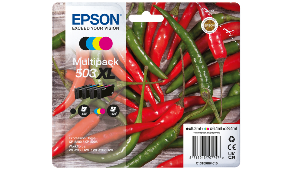 Epson Multipack 4-colours 503XL Ink High (XL) Yield Black Cyan Magenta Yellow 9.2 ml 6.4 ml 4 PC(s) Multi pack Ink Cartridges