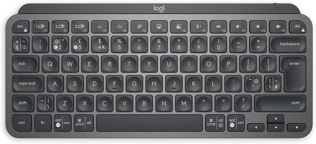 Logitech Master MX Keys Mini Minimalist Wireless Illuminated Keyboard Mini Wireless RF Wireless + Bluetooth QWERTY LED Graphite Keyboards, Mice & Input Devices