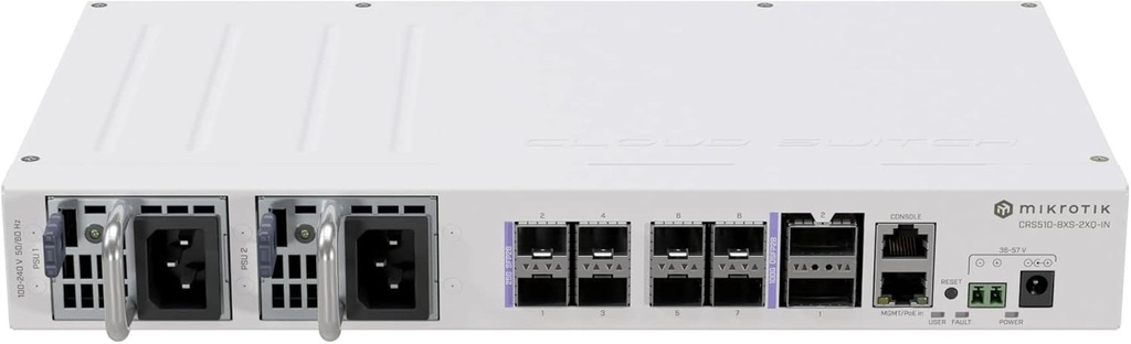 MikroTik CRS510 8XS 2XQ in Switch 8 x 25 Router 0.1 GBps Network Equipment