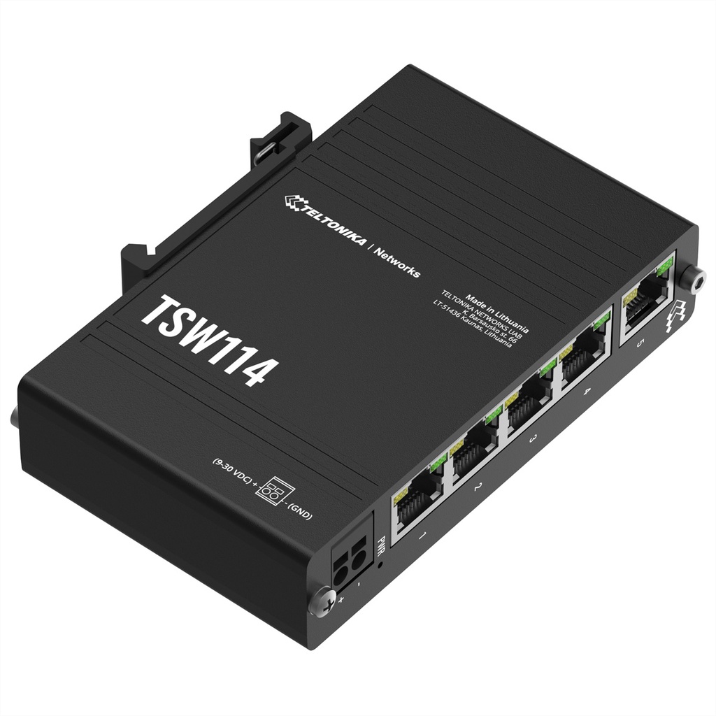 Teltonika TSW114 -Gigabit DIN Rail Switch Switch 1 GBps Network Equipment