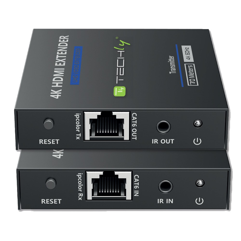 Techly IDATA EXT-565 4096 x 2160 pixels AV transmitter & receiver 70 m Wired Black HDCP Cables & Adapters