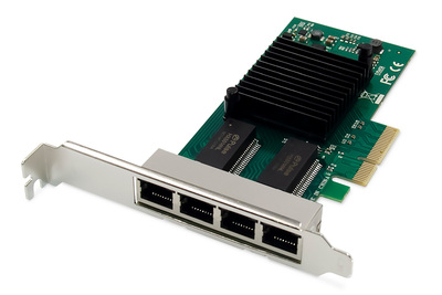 DIGITUS 4 port Gigabit Ethernet network card, RJ45, PCI Express, Intel I350 Power Supplies