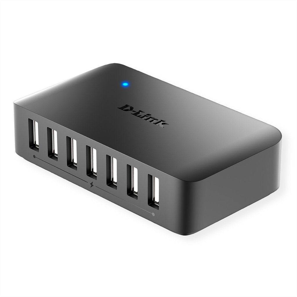 D-Link 7-Port Hi-Speed USB 2.0 Hub USB 2.0 Type-B USB 2.0 480 Mbit/s Black FCC CE C-Tick VCCI IC RoHS 5 DC USB Hubs