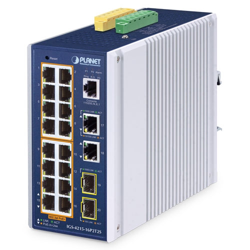 Planet Industrial PoE+ Managed Switch IGS 4215 16P2T Switch 0.1 GBps Network Equipment
