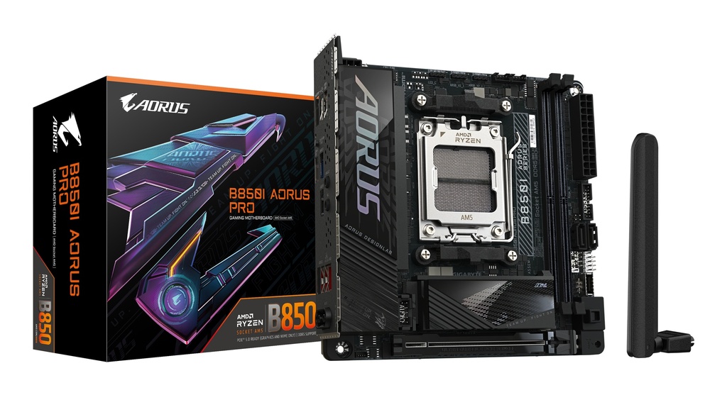 [20126926000] Gigabyte B850I Aorus Pro/Amd B850 SATA3/M.2/USB 3.1/PCIe5.0/Wi-Fi/BT/AM5/Mini-ITX Motherboard AMD Socket AM5 (Ryzen Zen4 Motherboards