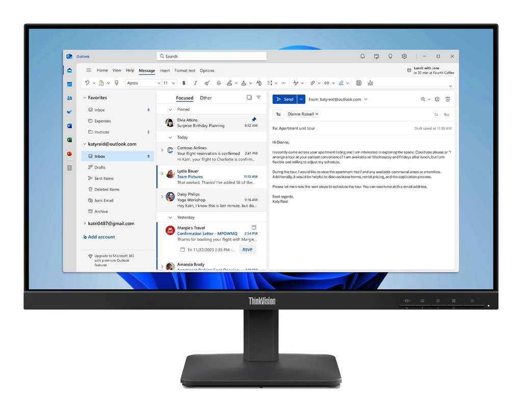 [20807523000] Lenovo ThinkVision S24-4e LED-Monitor 24 inch Flat Screen 23.8-inch Monitors