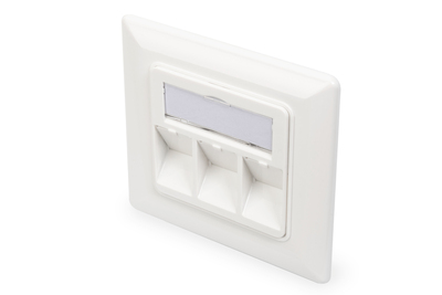 DIGITUS Wallplate for Keystone Modules, German type, middle plate 50x50 mm, frame 80x80 mm Network Accessories