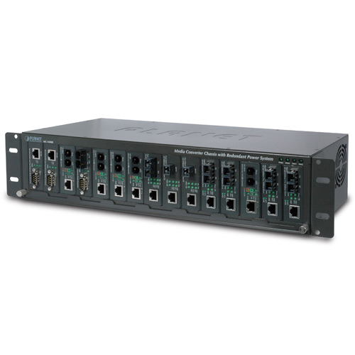 Planet 15-slot 19 inch Media Converter Chassis with Redundant Power Converter Copper Wire Network Equipment