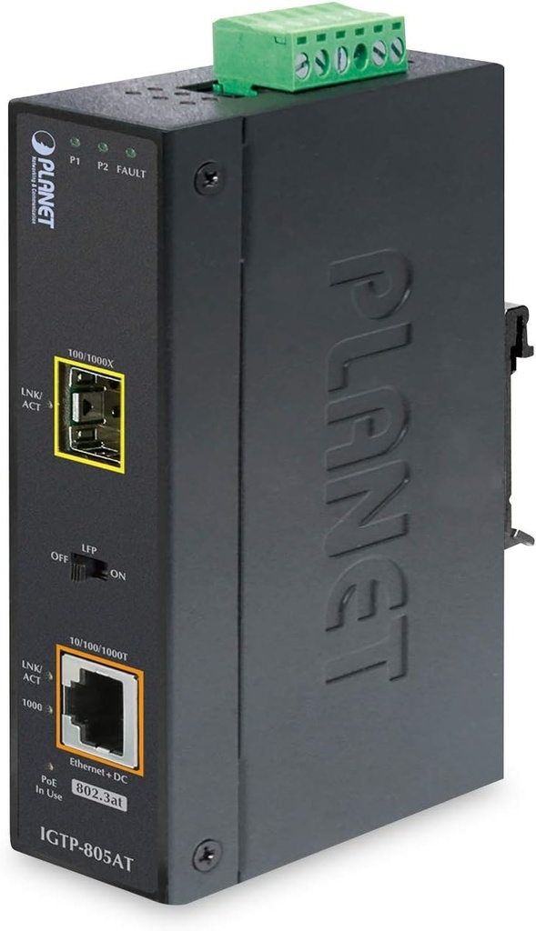 Planet IGTP-805AT 2000 Mbit/s IEEE 802.3 IEEE 802.3ab IEEE 802.3af IEEE 802.3at IEEE 802.3az IEEE 802.3u IEEE 802.3x IEEE... Gigabit Ethernet 10,100,1000 Mbit/s 1000BASE-SX 1000BASE-LX Network Equipment
