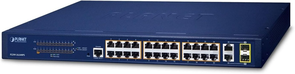 Planet FGSW-2624HPS 10/100TX 802.3at PoE+ TP/SFP Combo Managed Switch Copper Wire Network Equipment