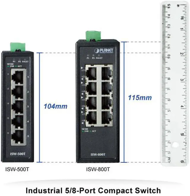 Planet Industrial 10/100TX Compact Ethernet Switch Switch 0.1 GBps Network Equipment